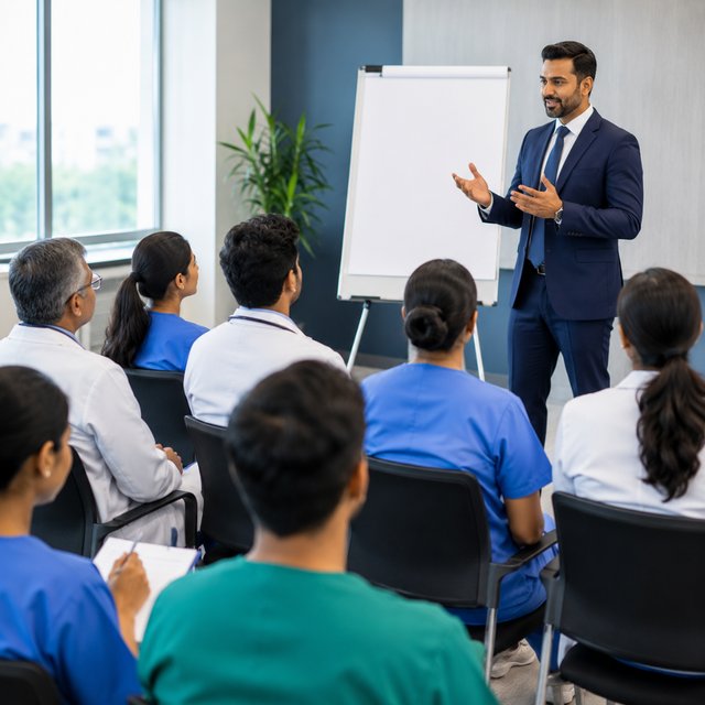 Leadership development training session for medical staff